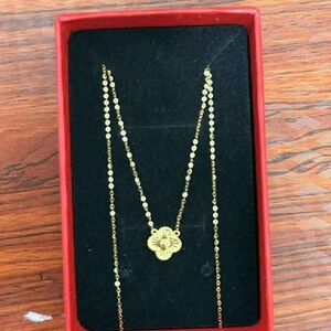 18k SD GOLD  8MM PENDANT CENTER NECKLACE  18" CHAIN PAWNABLE 💯 REAL GOLD